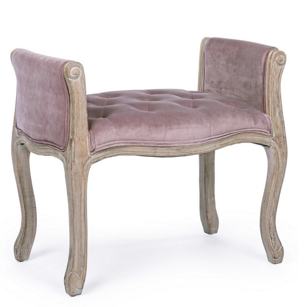 Panca Singola Classica in Legno e Velluto Diva 71x48x60 cm