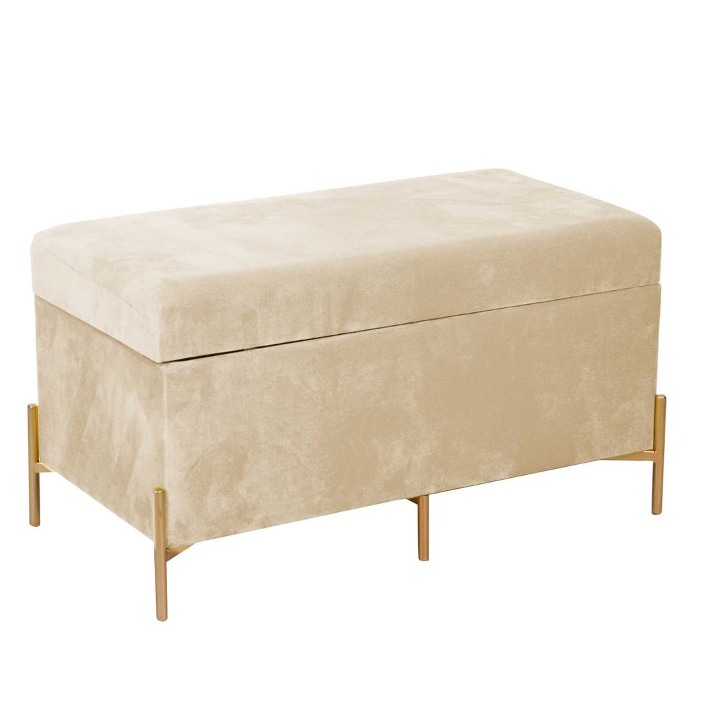 Panca in velluto crema 78x40x45 cm