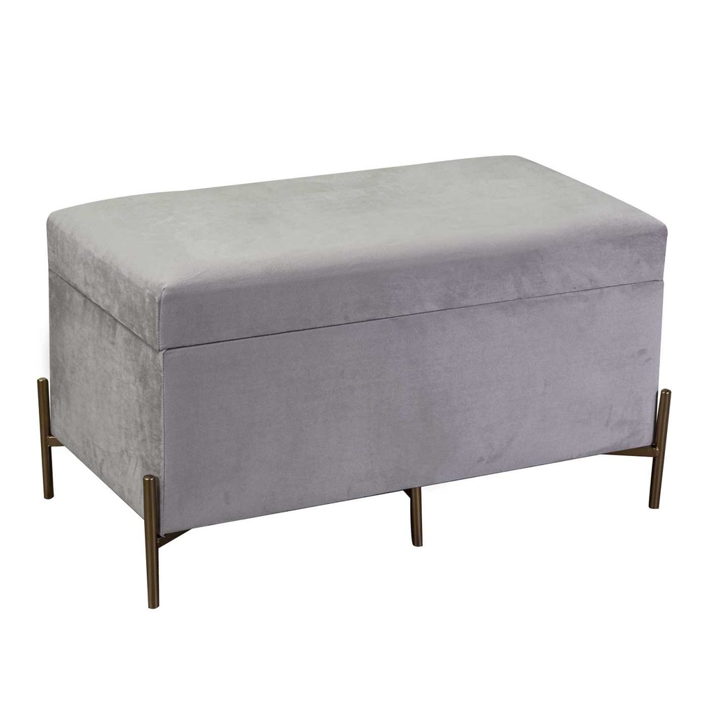 Panca in velluto grigio chiaro 78x40x45 cm