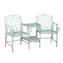 Panchina con Tavolo Ferro Ragusa e Portaombrellone Verde - 155x68,5x91,5 cm