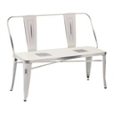 Panchina in Ferro con Schienale Bianco Antico 111x51x82,5 cm