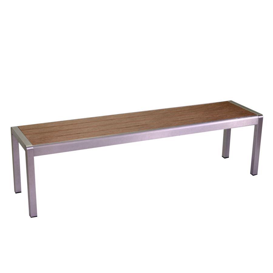 Panchina in alluminio marrone, seduta in polywood, misure 165x41x45 cm