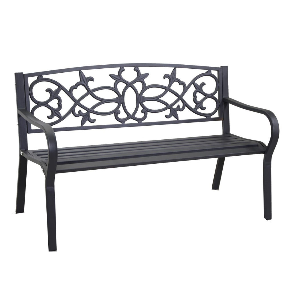 Panchina in metallo antracite Pavia, dimensioni 124x78x57 cm