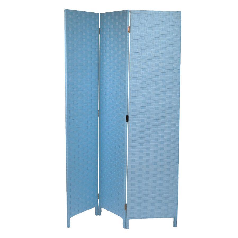 Paravento poliestere 3 ante azzurro 40x175 cm