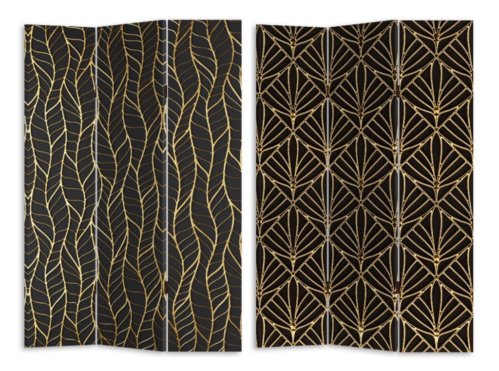 Paravento stampa 3 ante nero decori 120,6x2,5h180