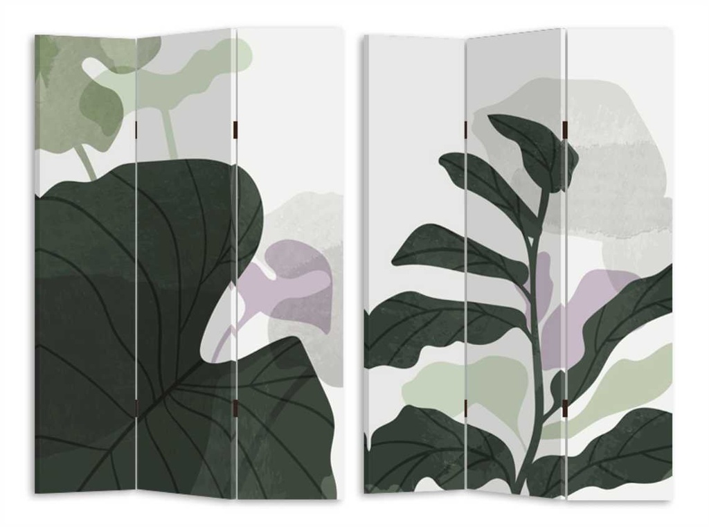 Paravento stampa foglie verde 3 ante rettangolare 120,6x2,5xh180