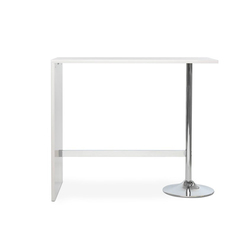 Penisola rettangolare bianco lucido con gamba cromata 120x60xh.105 cm