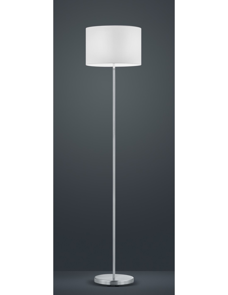 Piantana Nichel Paralume Tessuto Bianco Ø35 cm