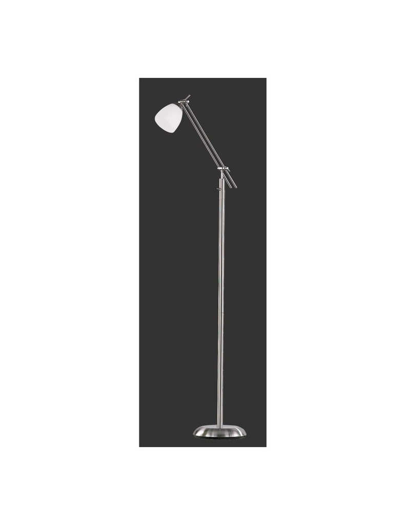 Piantana Icaro Nichel e Spot Vetro Opaco Bianco H165 cm