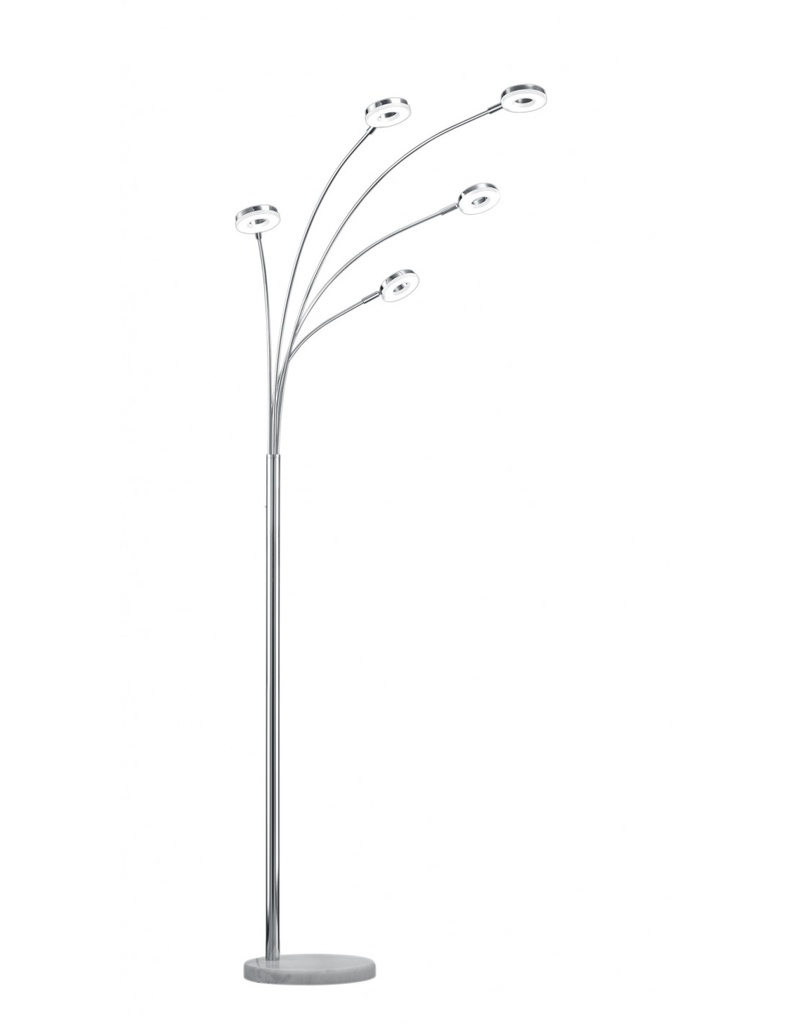 Piantana Led Rennes Cromo 5 Anelli Led Orientabili