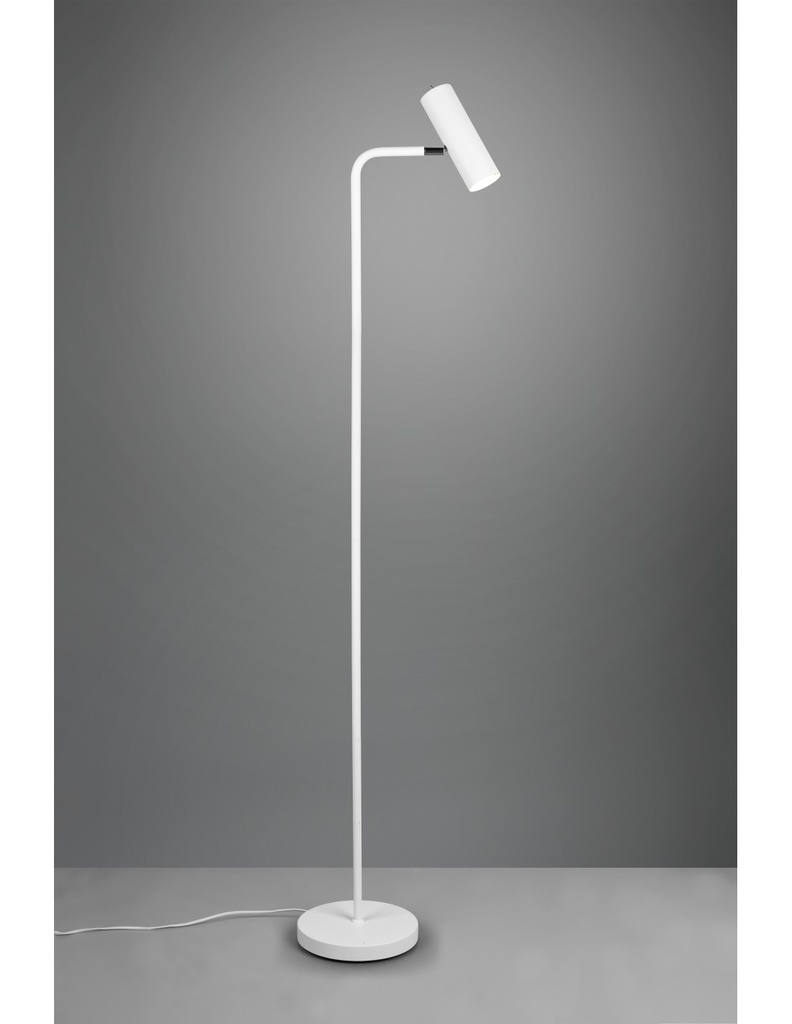 Piantana Marley Bianco con Spot Cilindrico Orientabile H151