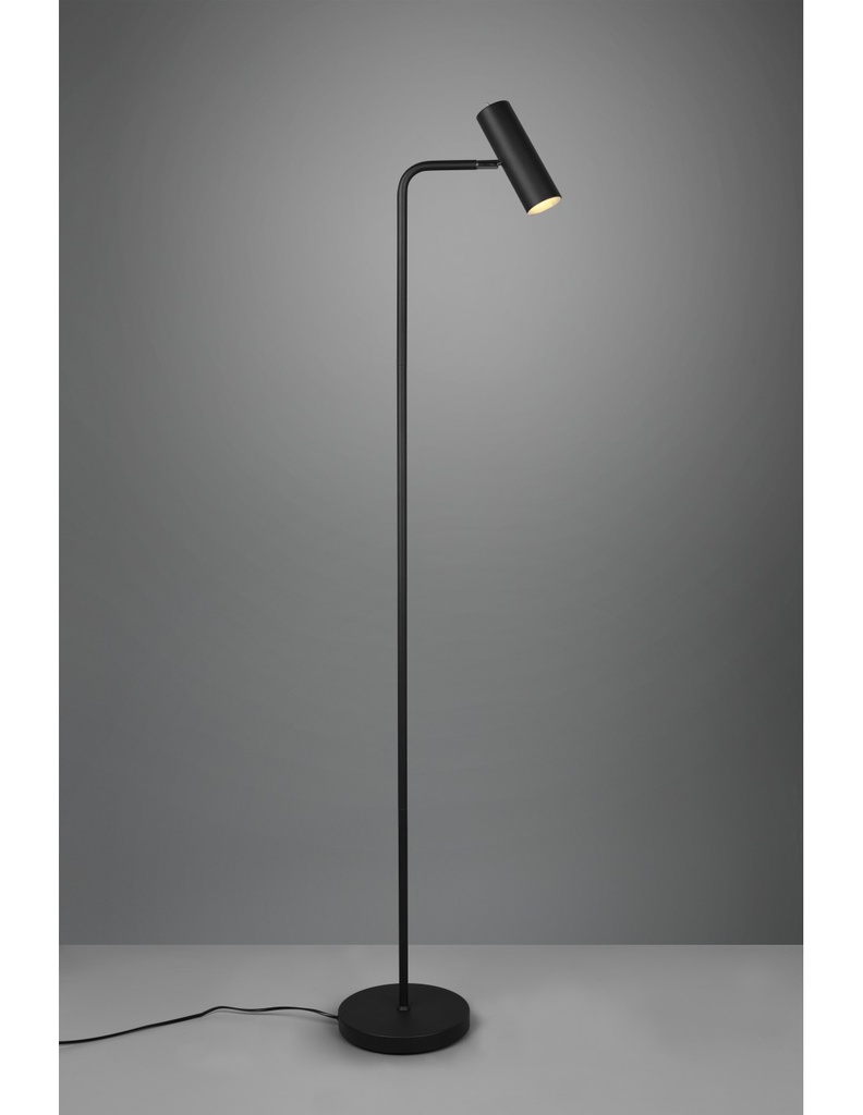 Piantana Marley Nero con Spot Cilindrico H151