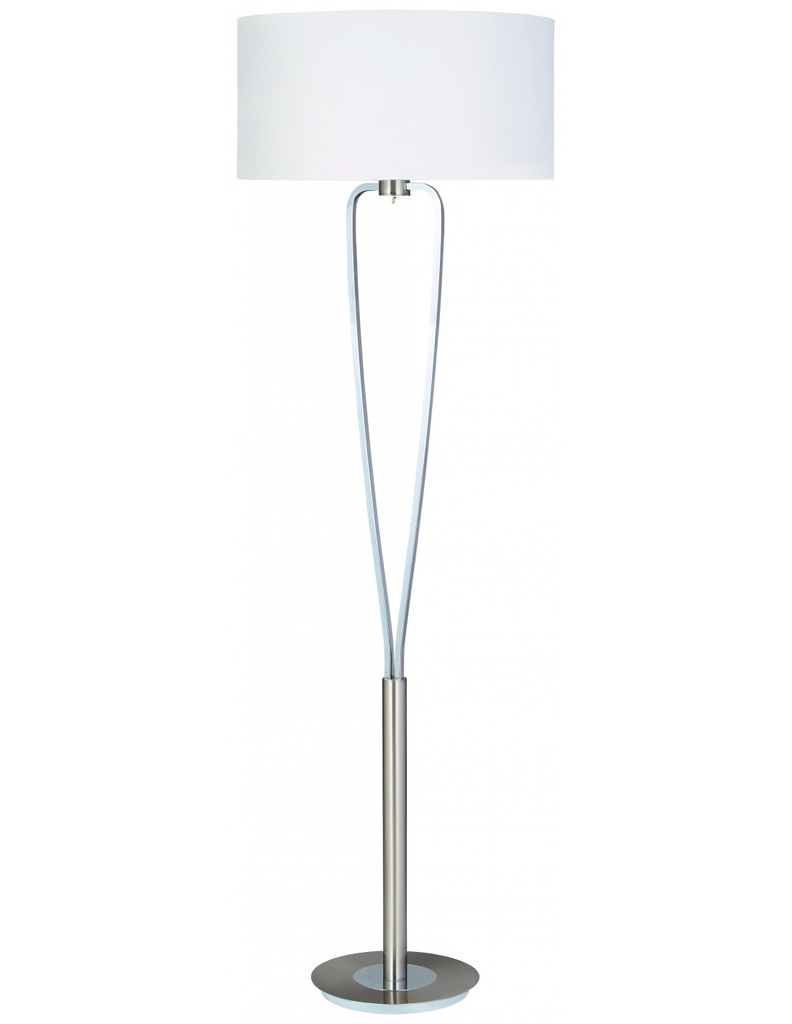 Piantana Moderna Nichel con Paralume Bianco