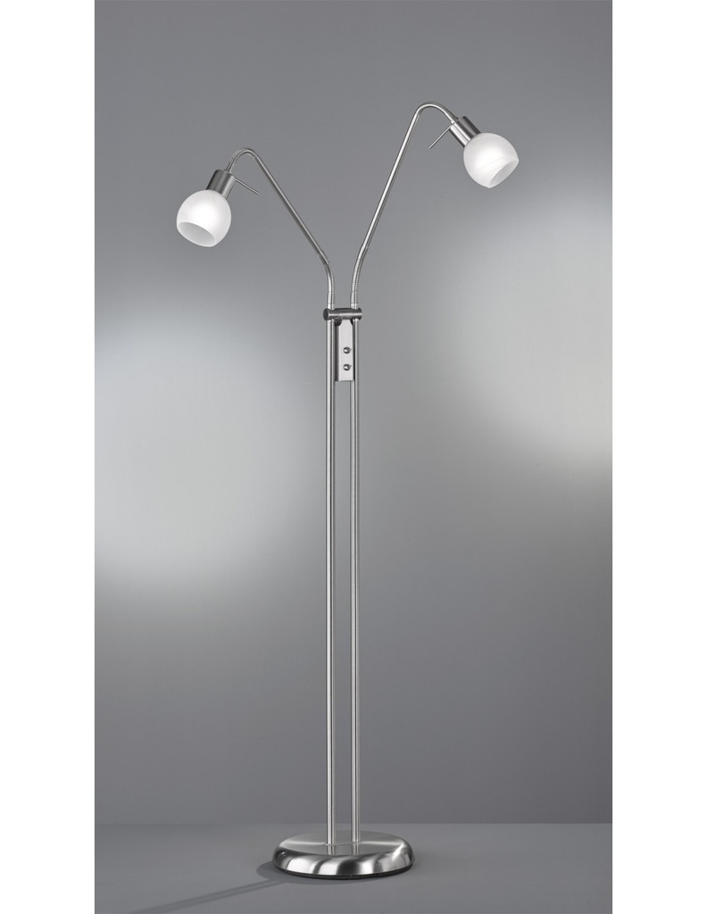 Piantana Nichel E Vetro Bianco 2xE14 H125 cm Antibes Trio Lighting
