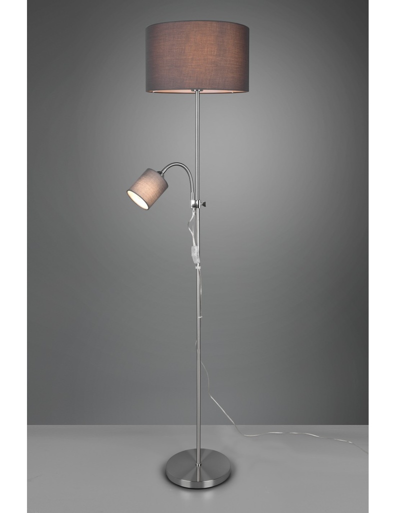 Piantana Owen 1xE27+Spot Nichel E Tessuto Grigio L36 cm Trio Lighting