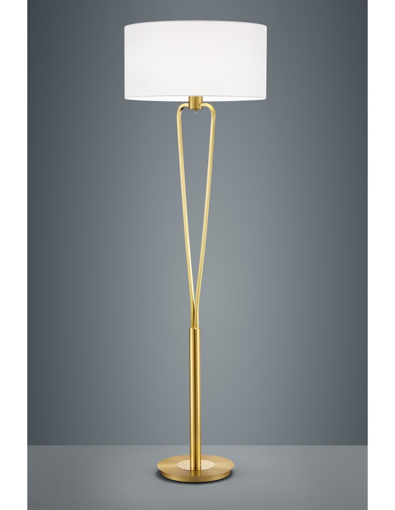 Lampada da Terra Paris II Ottone con Paralume Bianco
