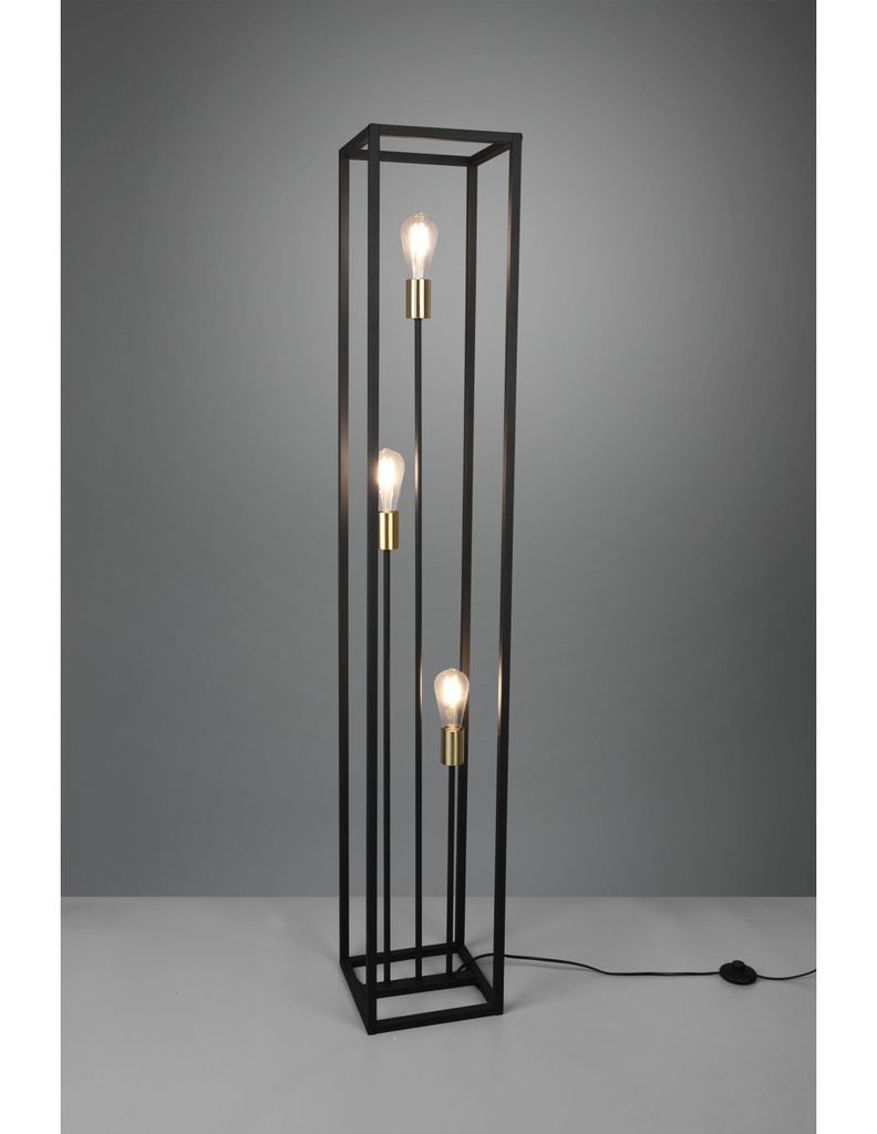 Piantana per Salotto 3 Luci Cornice Metallo Nero
