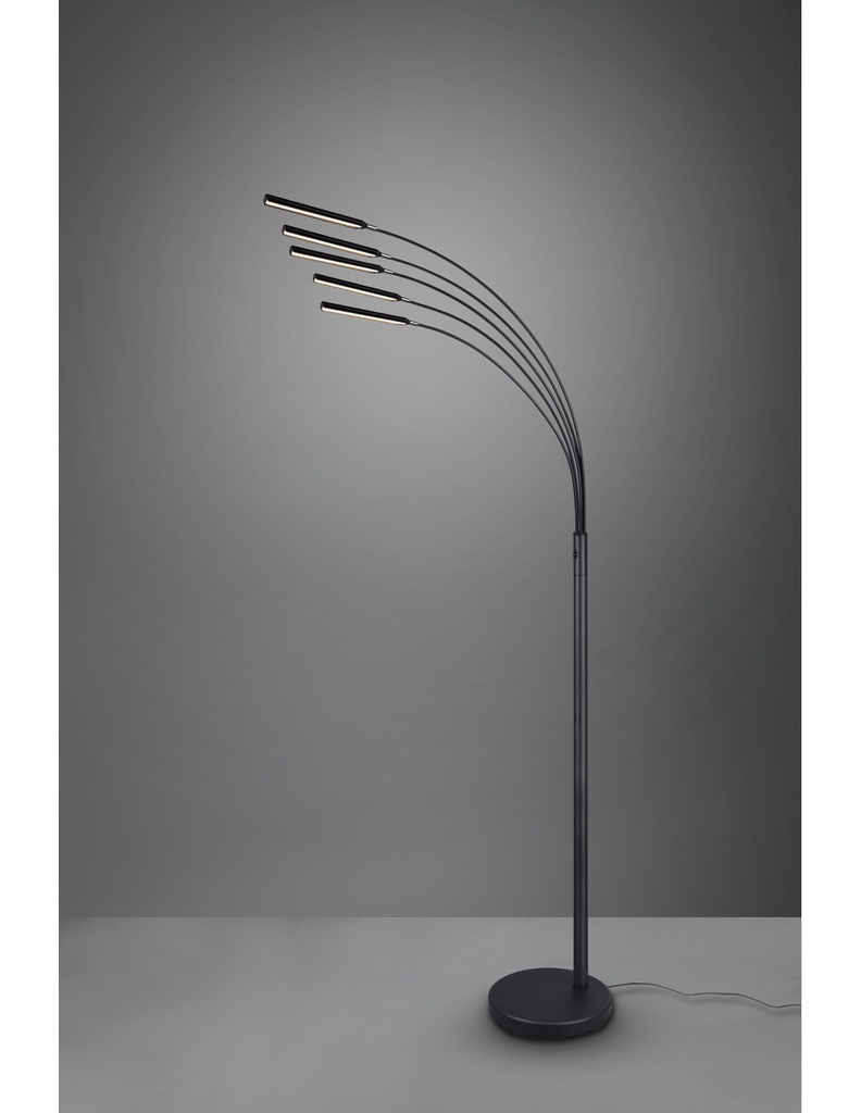 Piantana Reed 5 Archi Led Nero Opaco H195 cm