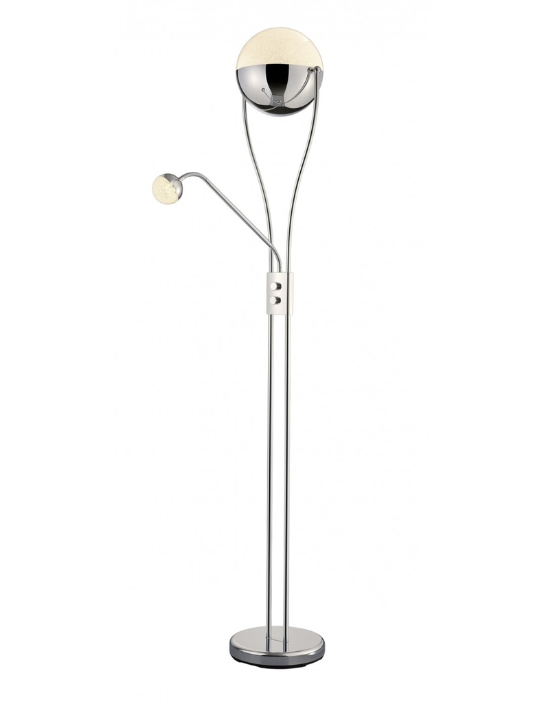 Piantana Sfera Led Cromo e Luce da Lettura Orientabile