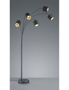 Piantana Moderna con 5 Paralumi Tessuto Nero-Oro H200 cm