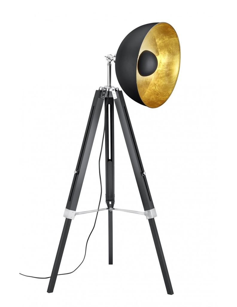 Piantana Vintage Treppiede Parabola Nero e Oro