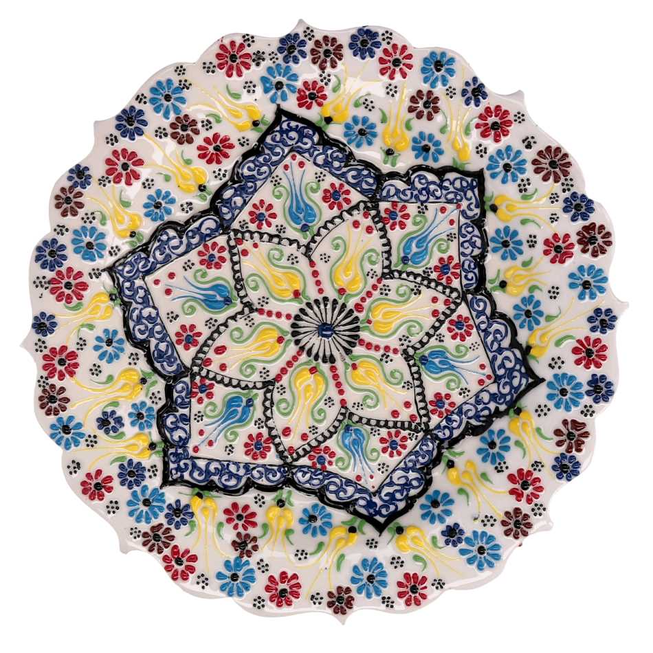 Piatto Decorativo in Ceramica Bianca ø30h3