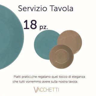 Set di 18 piatti da servizio turchese-tortora 27x27x26 cm