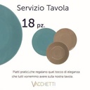 Set di 18 piatti da servizio turchese-tortora 27x27x26 cm