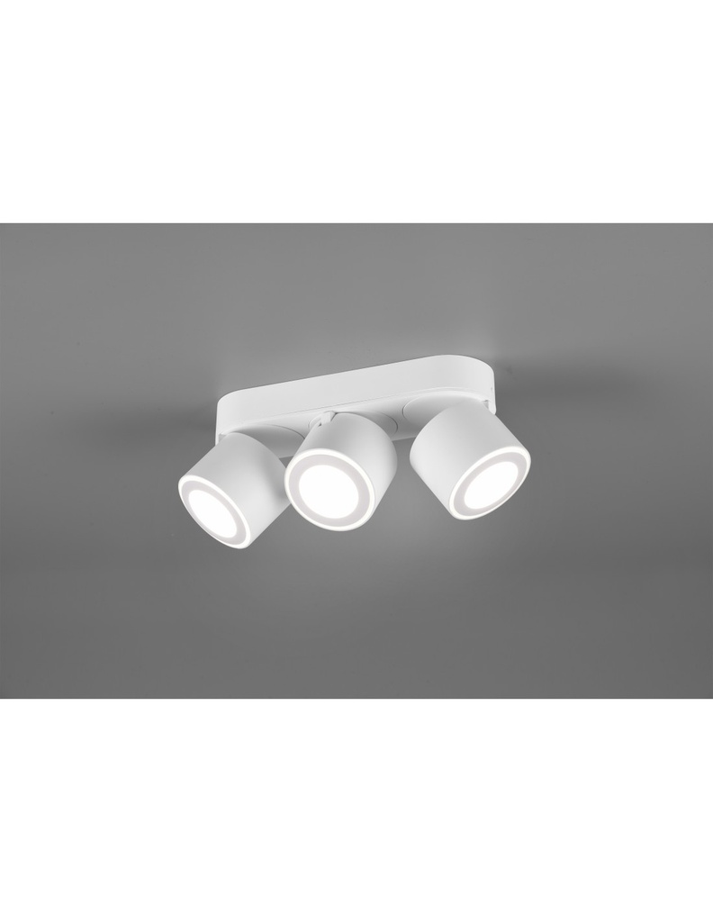 Faretto Plafone 3 Spot LED L27 cm Bianco Opaco
