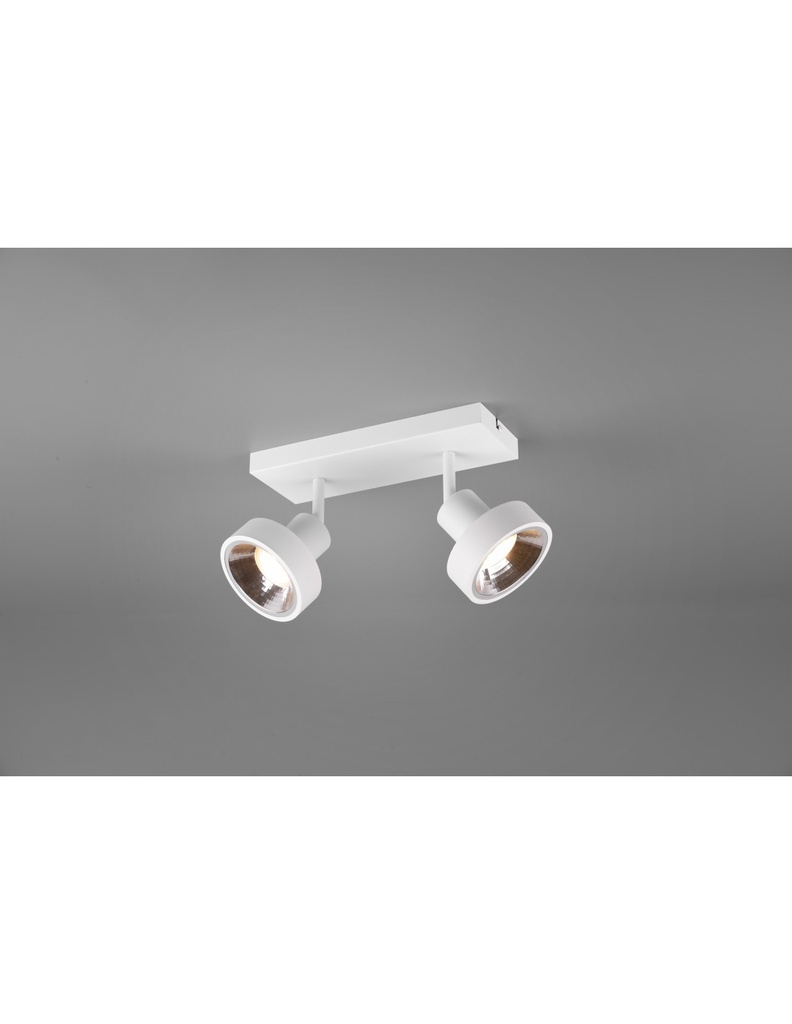 Plafoniera 2 Faretti Spot Orientabili Bianco Opaco