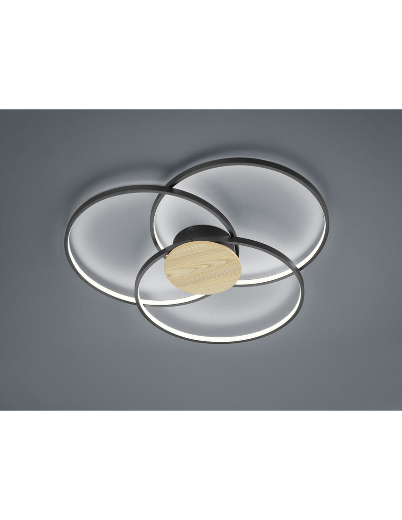 Plafoniera Led Sedona Nero Dimmerabile Ø80 cm