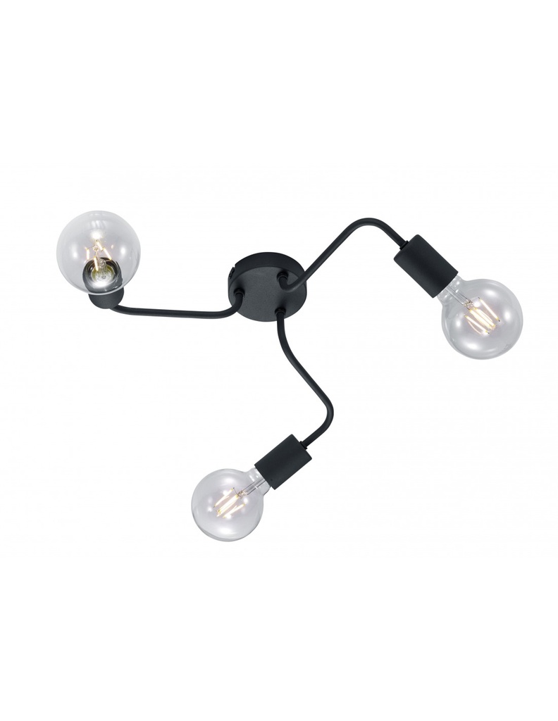 Plafoniera 3 Luci Diallo Tubi Metallo Nero Ø47 cm