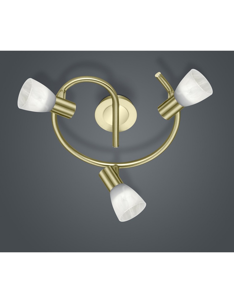 Plafoniera 3 Spot Vetro Orientabili Girandola Ottone