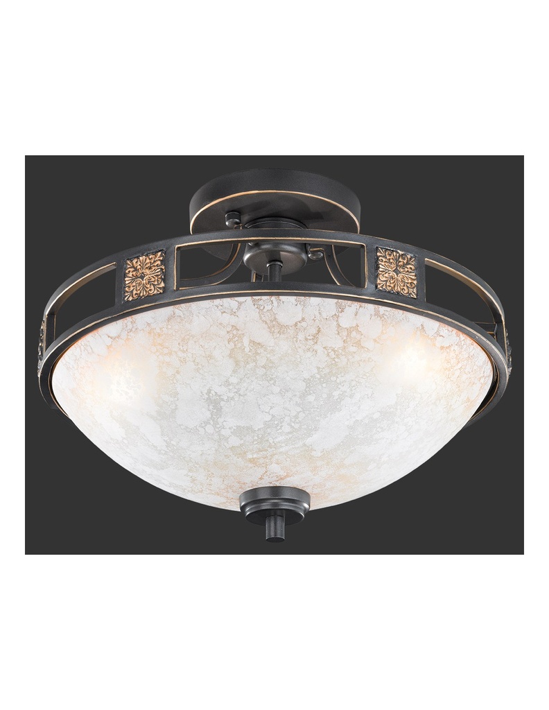 Plafoniera 3xE27 Quinta Ruggine Vetro Alabastro Ø42 cm Trio Lighting