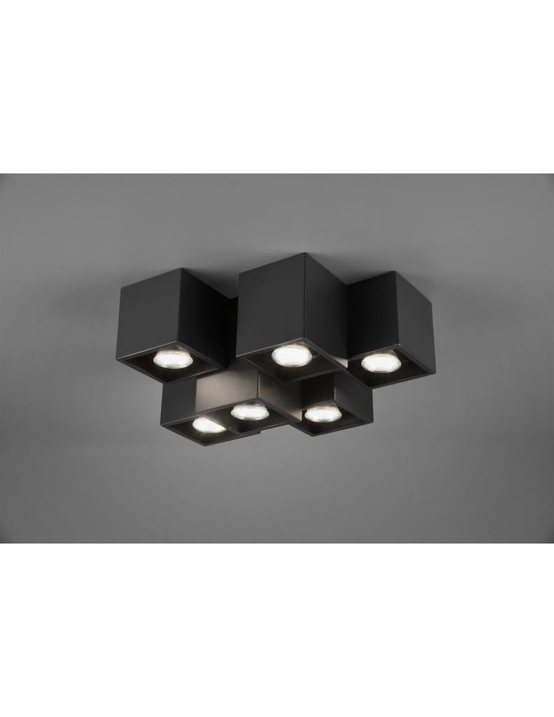 Plafoniera 6 Cubi GU10 RGB Nero Opaco