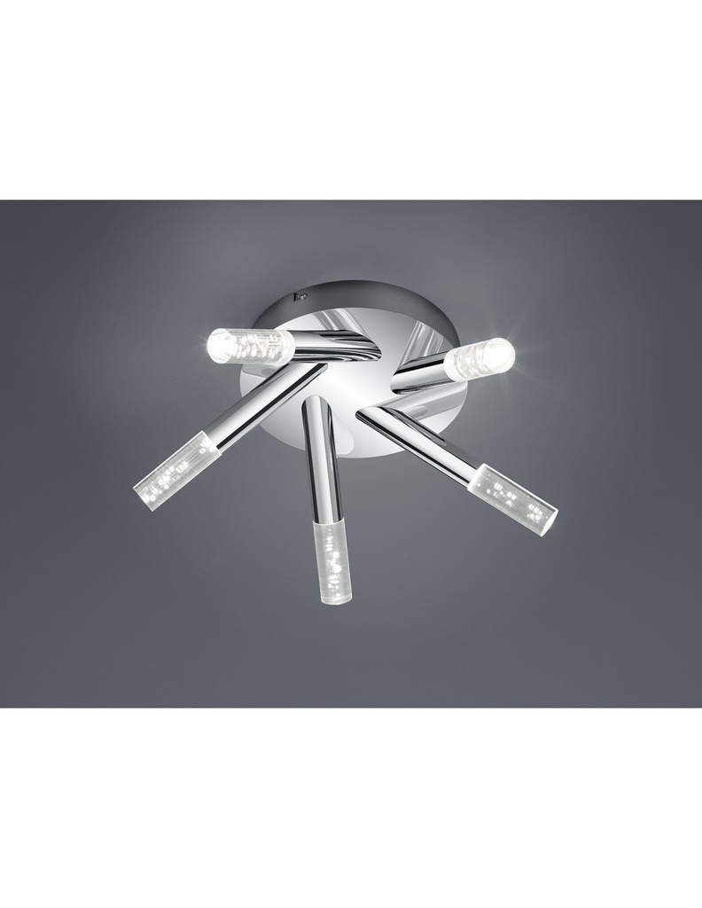 Plafoniera Cromo Bagno 5 Cilindri Led Bolsa IP44