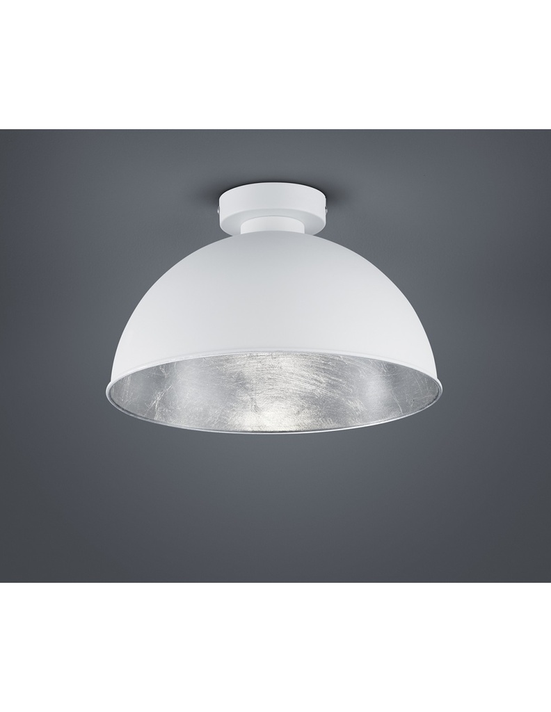 Plafoniera Cupola Jimmy 1xE27 Bianco E Argento Ø31 cm Trio Lighting