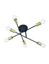 Plafoniera Design Minimal 6 Luci Orientabili Cross Nero e Oro