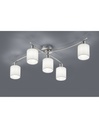 Plafoniera Nichel 5 Paralumi Tessuto Bianco L75 cm