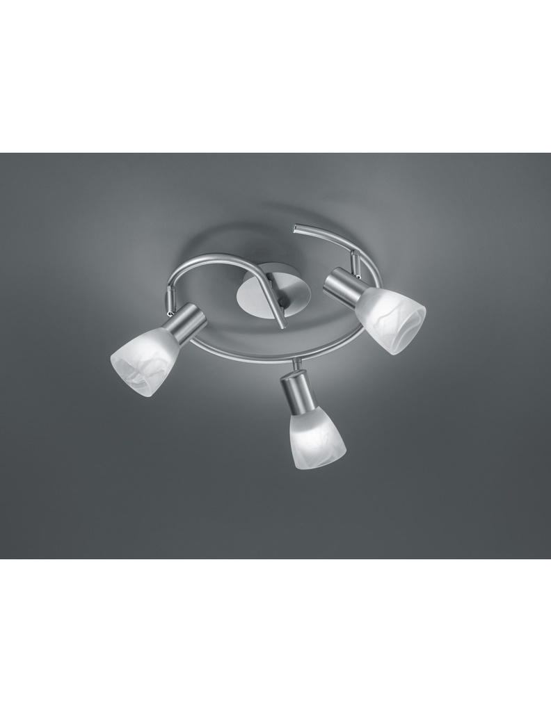 Plafoniera Girandola Visto 3xE14 Led Nichel E Vetro Alabastro Ø30 cm Trio Lighting