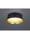 Plafoniera LED Paralume Tessuto Nero e Oro Ø34 cm