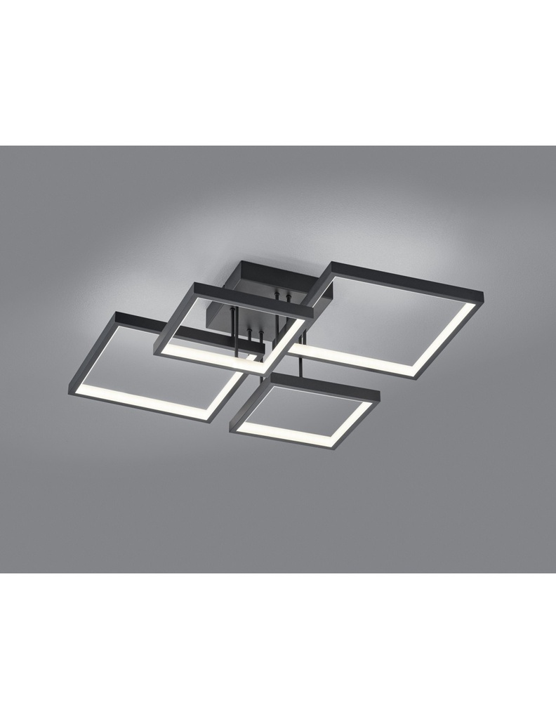 Plafoniera Led Sorrento 4 Quadrati 52x52 cm Nero