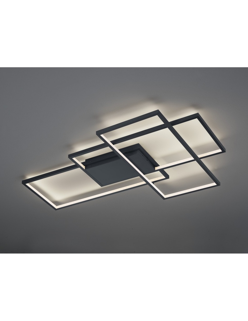 Plafoniera Led Thiago 3 Rettangoli L114 cm Antracite