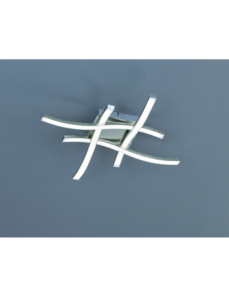 Plafoniera Moderna 4 Bacchette Led 3000k Route Nichel