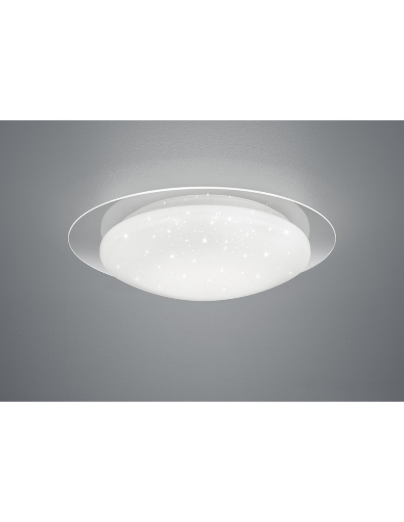 Plafoniera Moderna Led Dimmerabile Effetto Stelle Glitterate Bianco Ø48 cm