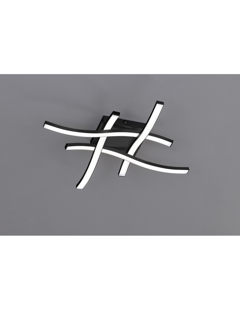 Plafoniera Moderna Route Nero 4 Bacchette Led 3000k