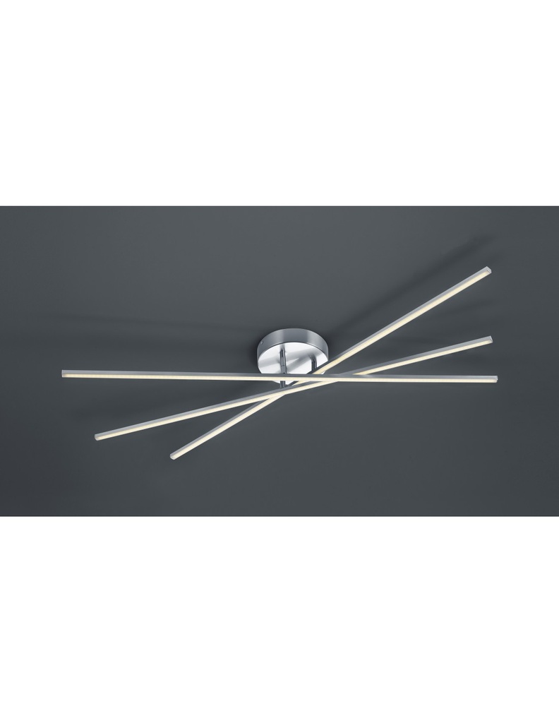 Plafoniera Moderna Tiriac 3 Bacchette Led Nichel L100 cm