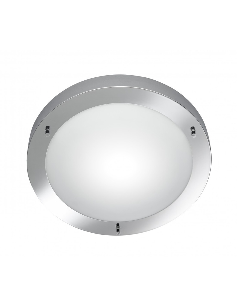 Plafoniera Rotonda Bagno Condus Cromo e Vetro Opale IP44