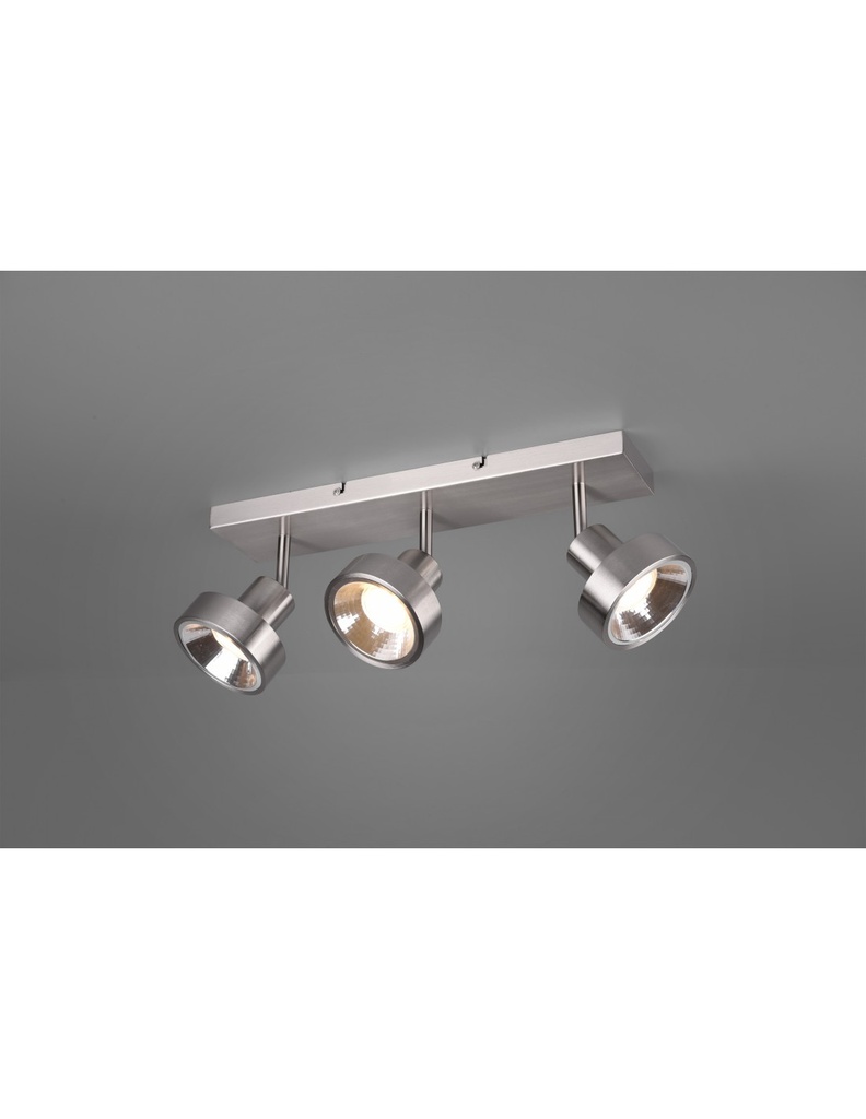 Plafoniera Soffitto 3 Spot Orientabili Nichel Opaco