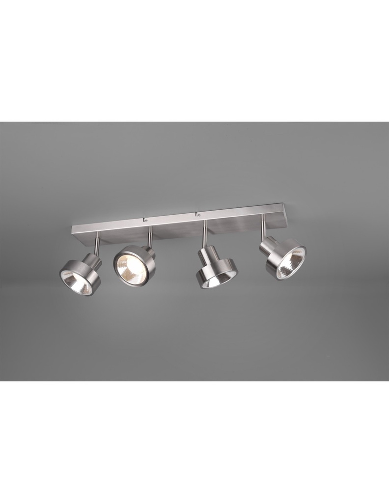 Plafoniera Soffitto 4 Spot Orientabili Nichel Opaco